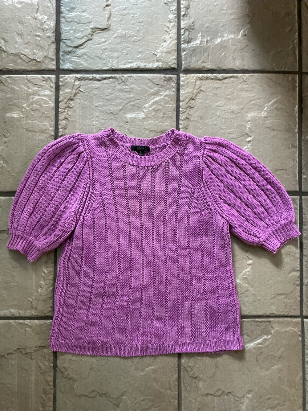 J. Crew Lavender Ribbed Puff-Sleeve Sweater - Picture 4 of 12